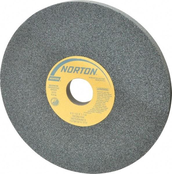 Norton - 8" Diam x 1-1/4" Hole x 1/2" Thick, I Hardness, 60 Grit Surface Grinding Wheel - Silicon Carbide, Type 1, Medium Grade, 3,600 Max RPM, Vitrified Bond, No Recess - Makers Industrial Supply