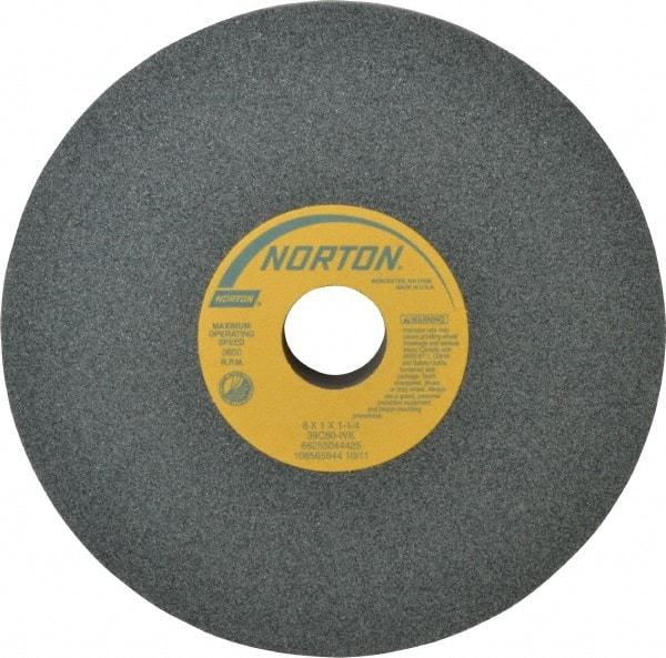 Norton - 8" Diam x 1-1/4" Hole x 1" Thick, I Hardness, 80 Grit Surface Grinding Wheel - Silicon Carbide, Type 1, Medium Grade, 3,600 Max RPM, Vitrified Bond, No Recess - Makers Industrial Supply