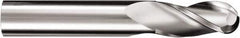 SGS - 1/2" Diam, 1-5/8" LOC, 3 Flute Solid Carbide Ball End Mill - TiB2 Finish, Single End, 4" OAL, 1/2" Shank Diam, Spiral Flute - Makers Industrial Supply