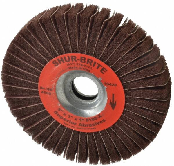 Superior Abrasives - 6" Diam, 180 Grit Aluminum Oxide Duplex Wheel - 1" Hole, 1" Wide, Coated, Very Fine Grade, 4,500 Max RPM - Makers Industrial Supply