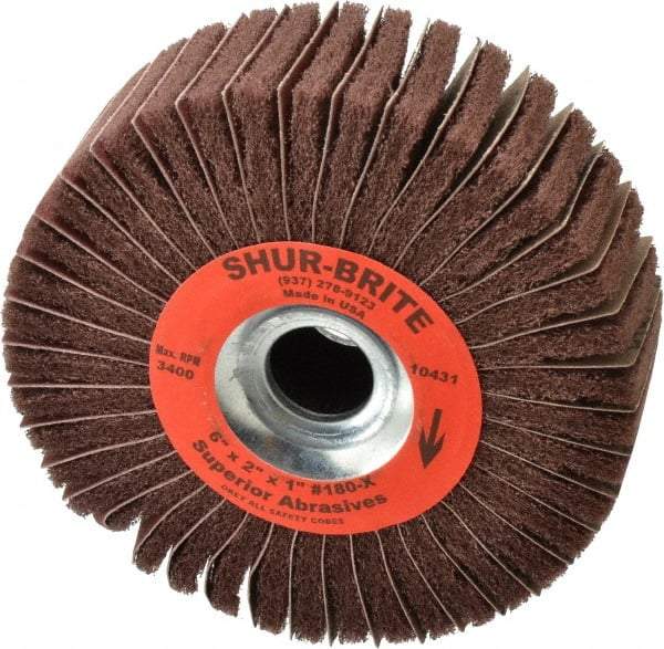 Superior Abrasives - 6" Diam, 180 Grit Aluminum Oxide Duplex Wheel - 1" Hole, 2" Wide, Coated, Very Fine Grade, 4,500 Max RPM - Makers Industrial Supply