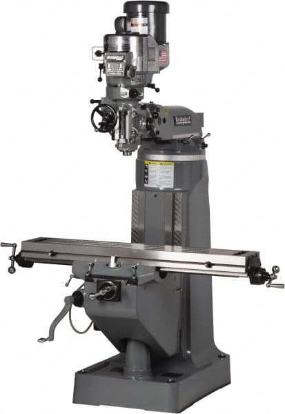 Bridgeport - 9" Table Width x 49" Table Length, Variable Speed Pulley Control, 3 Phase Knee Milling Machine - R8 Spindle Taper, 2 hp - Makers Industrial Supply