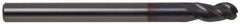 Accupro - 9/32" Diam, 13/16" LOC, 3 Flute Solid Carbide Ball End Mill - AlTiN Finish, Single End, 2-1/2" OAL, 5/16" Shank Diam, Spiral Flute - Makers Industrial Supply