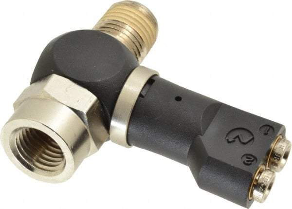 Norgren - 5/32" Tube x 1/4" NPTF Pressure Sensor Fitting Valve - 0 to 145 psi & Brass Material - Makers Industrial Supply