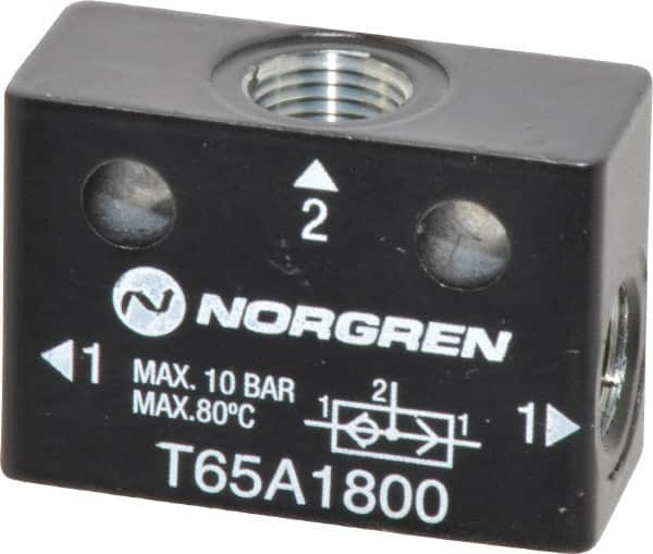 Norgren - 1/8" NPT x 1/8" NPT Shuttle Valve - 10 to 145 psi & Zinc Body - Makers Industrial Supply