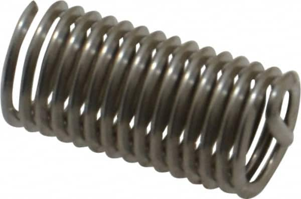 Heli-Coil - M6x1.00 Metric Coarse, 18mm OAL, Free Running Helical Insert - 14-7/8 Free Coils, Tanged, 304 Stainless Steel, Bright Finish, 3D Insert Length - Exact Industrial Supply