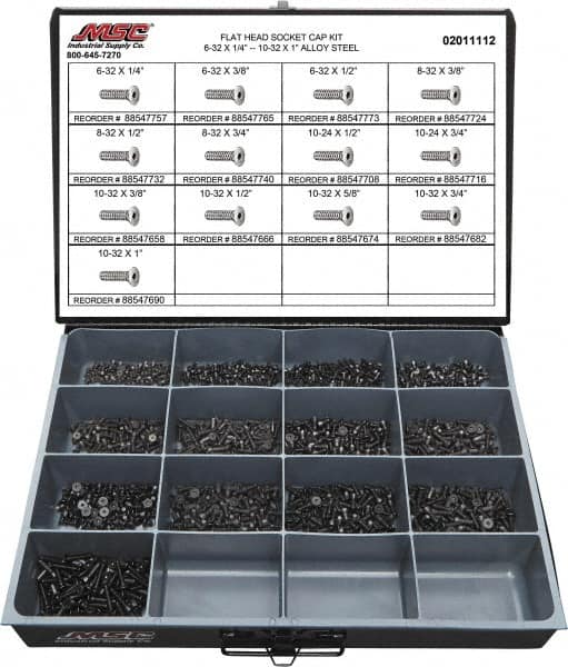 Value Collection - 1,300 Piece Steel Socket Head Cap Screws - #6 to #10 Thread - Makers Industrial Supply