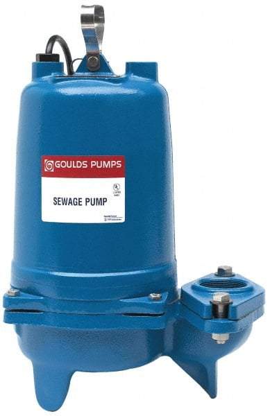 Goulds Pumps - 1/2 hp, 230 Amp Rating, 230 Volts, Nonautomatic Operation, Sewage Pump - 1 Phase, Cast Iron Housing - Makers Industrial Supply