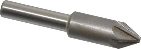 Interstate - 3/8" Head Diam, 1/4" Shank Diam, 6 Flute 60° High Speed Steel Countersink - Exact Industrial Supply