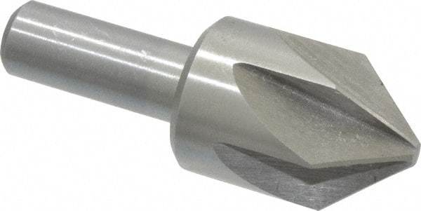 Interstate - 1" Head Diam, 1/2" Shank Diam, 6 Flute 82° High Speed Steel Countersink - Bright Finish, 2-3/4" OAL, Single End, Straight Shank, Right Hand Cut - Makers Industrial Supply