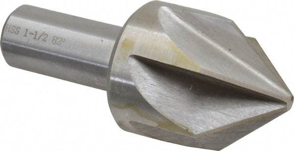 Interstate - 1-1/2" Head Diam, 3/4" Shank Diam, 6 Flute 82° High Speed Steel Countersink - Bright Finish, 3-1/2" OAL, Single End, Straight Shank, Right Hand Cut - Makers Industrial Supply