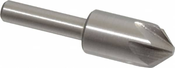 Interstate - 1/2" Head Diam, 1/4" Shank Diam, 6 Flute 90° High Speed Steel Countersink - Makers Industrial Supply