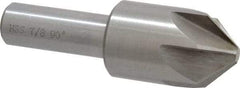 Interstate - 7/8" Head Diam, 1/2" Shank Diam, 6 Flute 90° High Speed Steel Countersink - Bright Finish, 2-3/4" OAL, Single End, Straight Shank, Right Hand Cut - Makers Industrial Supply