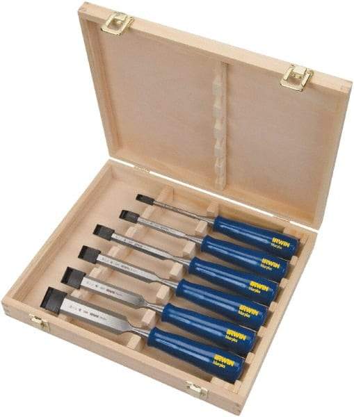 Irwin - 6 Piece Wood Chisel Set - 10-3/4" OAL, Sizes Included 1/4 to 1-1/4" - Makers Industrial Supply