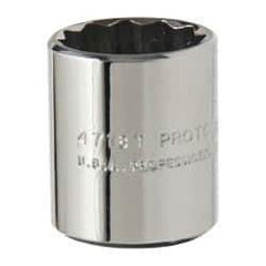 Proto - 9/16", 1/4" Drive, Standard Hand Socket - 12 Points, 7/8" OAL, Alloy Steel, Chrome Finish - Makers Industrial Supply