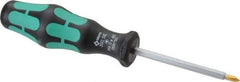 Wera - #0, 5-1/2" OAL, Standard Phillips Screwdriver - 2-3/8" Blade Length, Hexagon Shank, Ergonomic Handle - Makers Industrial Supply