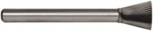 M.A. Ford - 3/32" Cut Diam, 1/8" Shank Diam, Backtaper Head Double Cut Burr - Carbide, End Cut End, 1/8" LOC, 1-1/2" OAL - Makers Industrial Supply