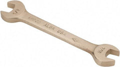 Ampco - 7/16" x 1/2" Nonsparking Open End Wrench - 5" OAL, Double End, Plain Finish, 15° Head Angle - Makers Industrial Supply