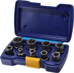 Irwin Hanson - 9 Piece Bolt Extractor Set - 3/8" Drive, Molded Plastic Case - Makers Industrial Supply