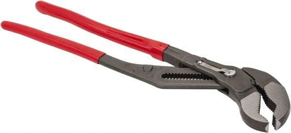 Knipex - 22" OAL, 4-1/2" Max Capacity, 20 Position Adjustable Tongue & Groove Pliers - Standard V-Jaws, Standard Head, Plastic Coated Handles - Makers Industrial Supply