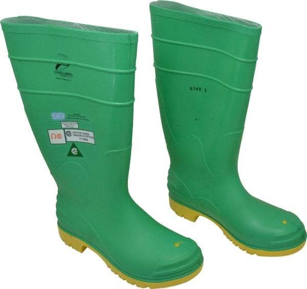 Dunlop Protective Footwear - Men's Size 8 Medium Width Steel Knee Boot - Green, PVC Upper, 16" High, Chemical Resistant, Dielectric, Non-Slip - Makers Industrial Supply