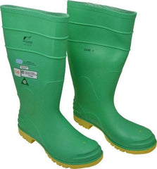 Dunlop Protective Footwear - Men's Size 10 Medium Width Steel Knee Boot - Green, PVC Upper, 16" High, Chemical Resistant, Dielectric, Non-Slip - Makers Industrial Supply