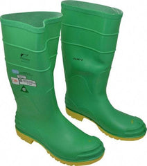 Dunlop Protective Footwear - Men's Size 11 Medium Width Steel Knee Boot - Green, PVC Upper, 16" High, Chemical Resistant, Dielectric, Non-Slip - Makers Industrial Supply