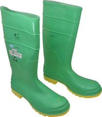 Dunlop Protective Footwear - Men's Size 13 Medium Width Steel Knee Boot - Green, PVC Upper, 16" High, Chemical Resistant, Dielectric, Non-Slip - Makers Industrial Supply