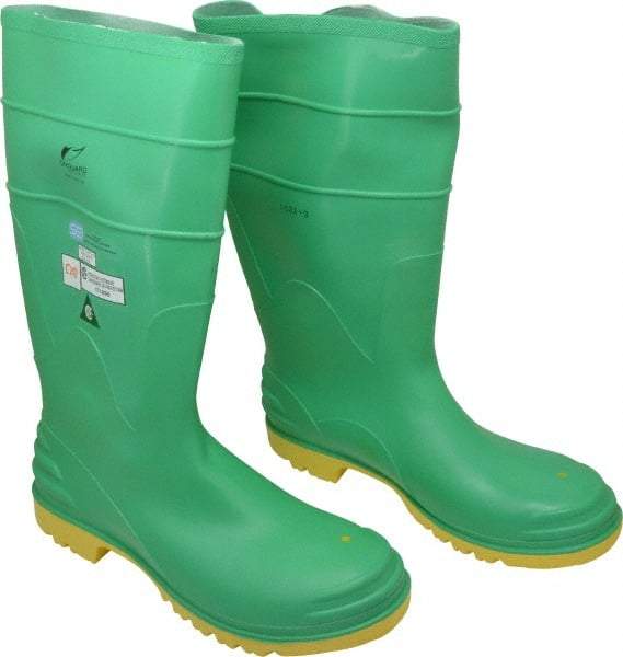 Dunlop Protective Footwear - Men's Size 15 Medium Width Steel Knee Boot - Green, PVC Upper, 16" High, Chemical Resistant, Dielectric, Non-Slip - Makers Industrial Supply