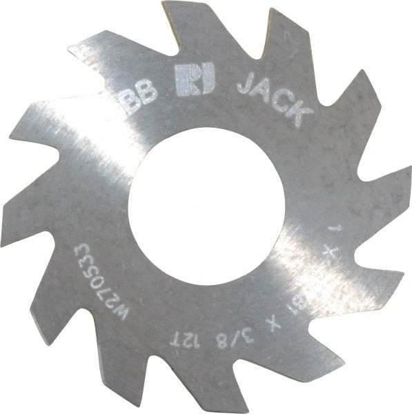 RobbJack - 1" Diam x 0.0781" Blade Thickness x 3/8" Arbor Hole Diam, 12 Tooth Slitting and Slotting Saw - Arbor Connection, Right Hand, Uncoated, Solid Carbide, Concave Ground - Makers Industrial Supply