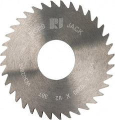 RobbJack - 1-1/2" Diam x 0.028" Blade Thickness x 1/2" Arbor Hole Diam, 36 Tooth Slitting and Slotting Saw - Arbor Connection, Right Hand, Uncoated, Solid Carbide, Concave Ground - Makers Industrial Supply