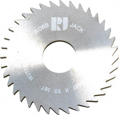 RobbJack - 1-3/4" Diam x 0.0937" Blade Thickness x 1/2" Arbor Hole Diam, 36 Tooth Slitting and Slotting Saw - Arbor Connection, Right Hand, Uncoated, Solid Carbide, Concave Ground - Makers Industrial Supply