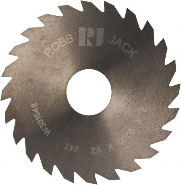 RobbJack - 2" Diam x 0.02" Blade Thickness x 1/2" Arbor Hole Diam, 24 Tooth Slitting and Slotting Saw - Arbor Connection, Right Hand, Uncoated, Solid Carbide, Concave Ground - Makers Industrial Supply