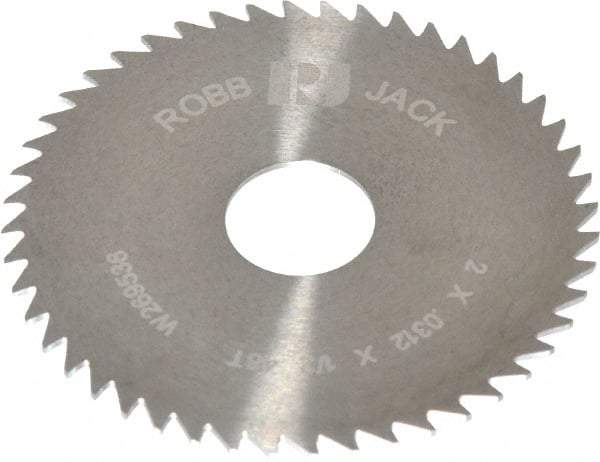 RobbJack - 2" Diam x 0.0312" Blade Thickness x 1/2" Arbor Hole Diam, 48 Tooth Slitting and Slotting Saw - Arbor Connection, Right Hand, Uncoated, Solid Carbide, Concave Ground - Makers Industrial Supply