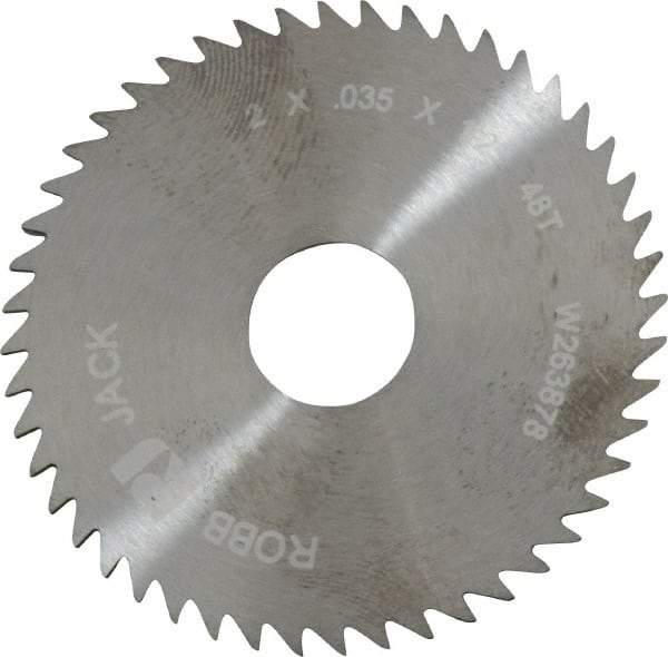 RobbJack - 2" Diam x 0.035" Blade Thickness x 1/2" Arbor Hole Diam, 48 Tooth Slitting and Slotting Saw - Arbor Connection, Right Hand, Uncoated, Solid Carbide, Concave Ground - Makers Industrial Supply