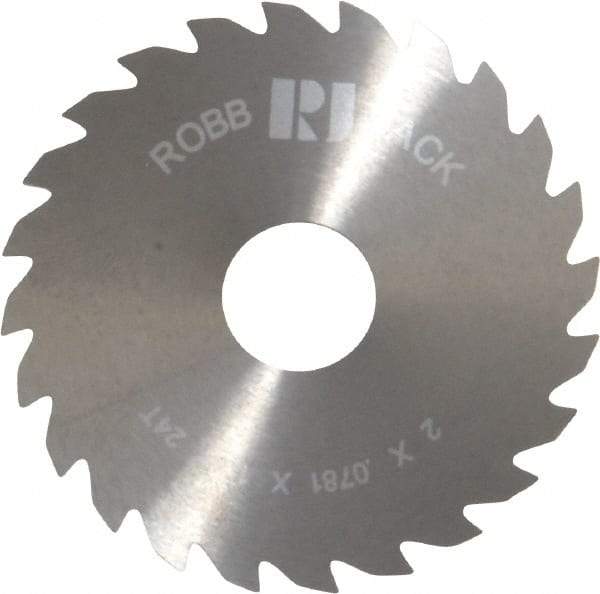 RobbJack - 2" Diam x 0.0781" Blade Thickness x 1/2" Arbor Hole Diam, 24 Tooth Slitting and Slotting Saw - Arbor Connection, Right Hand, Uncoated, Solid Carbide, Concave Ground - Makers Industrial Supply