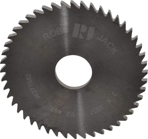 RobbJack - 2" Diam x 0.0937" Blade Thickness x 1/2" Arbor Hole Diam, 48 Tooth Slitting and Slotting Saw - Arbor Connection, Right Hand, Uncoated, Solid Carbide, Concave Ground - Makers Industrial Supply