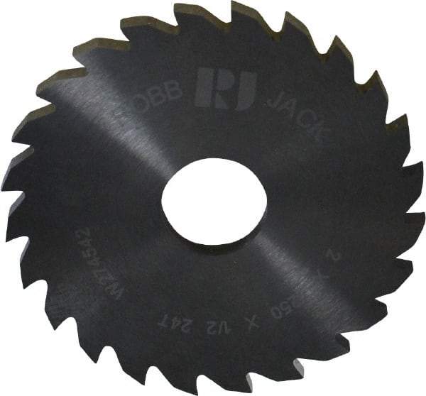 RobbJack - 2" Diam x 1/8" Blade Thickness x 1/2" Arbor Hole Diam, 24 Tooth Slitting and Slotting Saw - Arbor Connection, Right Hand, Uncoated, Solid Carbide, Concave Ground - Makers Industrial Supply