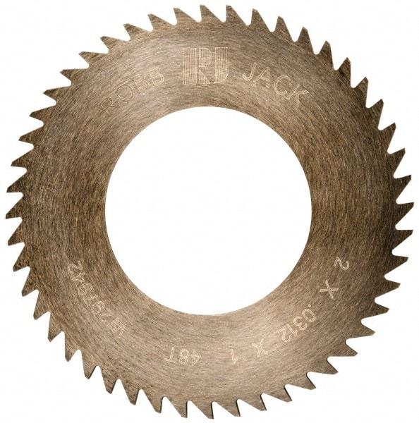 RobbJack - 2" Diam x 0.0312" Blade Thickness x 1" Arbor Hole Diam, 48 Tooth Slitting and Slotting Saw - Arbor Connection, Right Hand, Uncoated, Solid Carbide, Concave Ground - Makers Industrial Supply