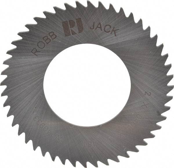 RobbJack - 2" Diam x 0.0468" Blade Thickness x 1" Arbor Hole Diam, 48 Tooth Slitting and Slotting Saw - Arbor Connection, Right Hand, Uncoated, Solid Carbide, Concave Ground - Makers Industrial Supply