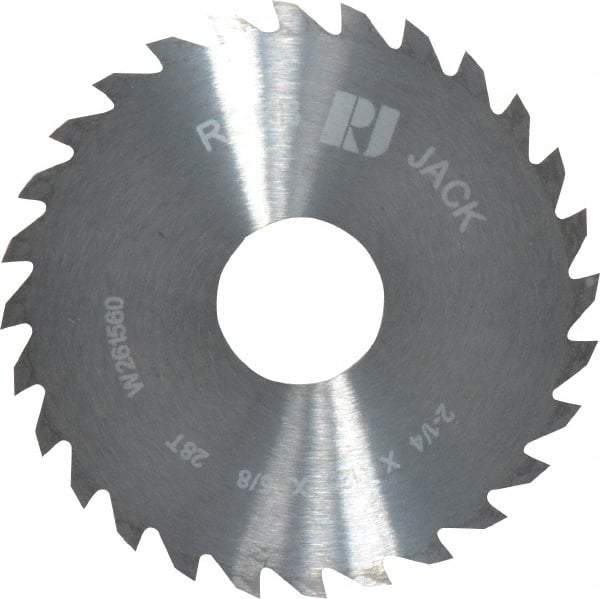 RobbJack - 2-1/4" Diam x 1/8" Blade Thickness x 5/8" Arbor Hole Diam, 28 Tooth Slitting and Slotting Saw - Arbor Connection, Right Hand, Uncoated, Solid Carbide, Concave Ground - Makers Industrial Supply