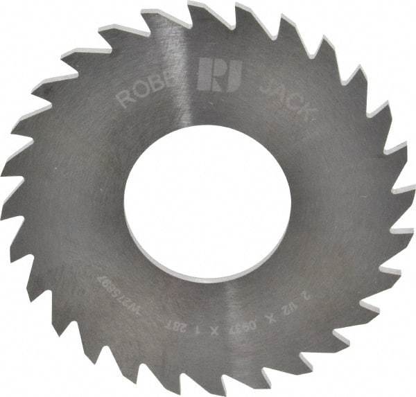 RobbJack - 2-1/2" Diam x 0.0937" Blade Thickness x 1" Arbor Hole Diam, 28 Tooth Slitting and Slotting Saw - Arbor Connection, Right Hand, Uncoated, Solid Carbide, Concave Ground - Makers Industrial Supply