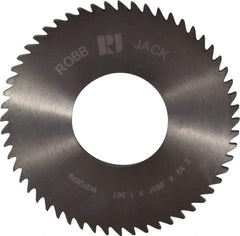 RobbJack - 2-1/2" Diam x 0.0937" Blade Thickness x 1" Arbor Hole Diam, 56 Tooth Slitting and Slotting Saw - Arbor Connection, Right Hand, Uncoated, Solid Carbide, Concave Ground - Makers Industrial Supply