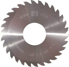 RobbJack - 3" Diam x 0.04" Blade Thickness x 1" Arbor Hole Diam, 30 Tooth Slitting and Slotting Saw - Arbor Connection, Right Hand, Uncoated, Solid Carbide, Concave Ground - Makers Industrial Supply