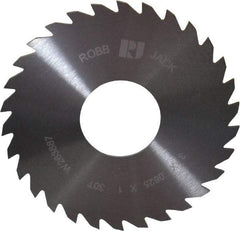 RobbJack - 3" Diam x 1/16" Blade Thickness x 1" Arbor Hole Diam, 30 Tooth Slitting and Slotting Saw - Arbor Connection, Right Hand, Uncoated, Solid Carbide, Concave Ground - Makers Industrial Supply