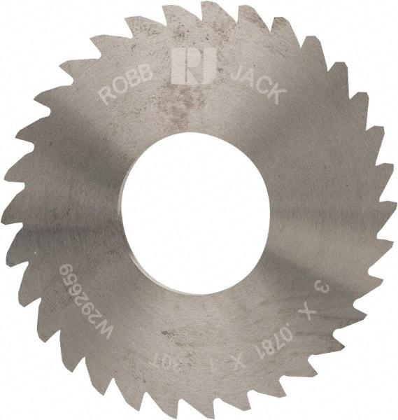 RobbJack - 3" Diam x 0.0781" Blade Thickness x 1" Arbor Hole Diam, 30 Tooth Slitting and Slotting Saw - Arbor Connection, Right Hand, Uncoated, Solid Carbide, Concave Ground - Makers Industrial Supply