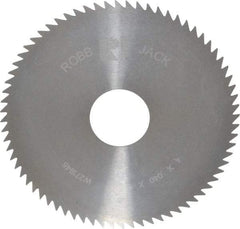 RobbJack - 4" Diam x 0.04" Blade Thickness x 1" Arbor Hole Diam, 72 Tooth Slitting and Slotting Saw - Arbor Connection, Right Hand, Uncoated, Solid Carbide, Concave Ground - Makers Industrial Supply