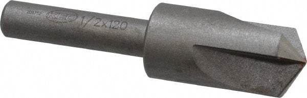 Keo - 1/2" Head Diam, 1/4" Shank Diam, 3 Flute 120° High Speed Steel Countersink - Bright Finish, 2" OAL, Single End, Straight Shank, Right Hand Cut - Makers Industrial Supply