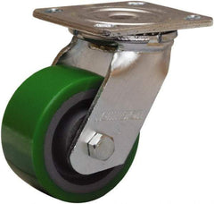 Hamilton - 4" Diam x 2" Wide x 5-5/8" OAH Top Plate Mount Swivel Caster - Polyurethane Mold onto Cast Iron Center, 750 Lb Capacity, Sealed Precision Ball Bearing, 4 x 4-1/2" Plate - Makers Industrial Supply