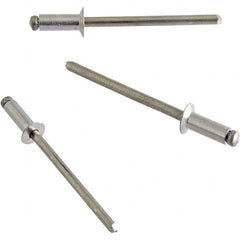 STANLEY Engineered Fastening - Size 4 Countersunk Head Aluminum Open End Blind Rivet - Aluminum Mandrel, 0.063" to 1/8" Grip, 1/8" Head Diam, 0.129" to 0.133" Hole Diam, 0.078" Body Diam - Makers Industrial Supply